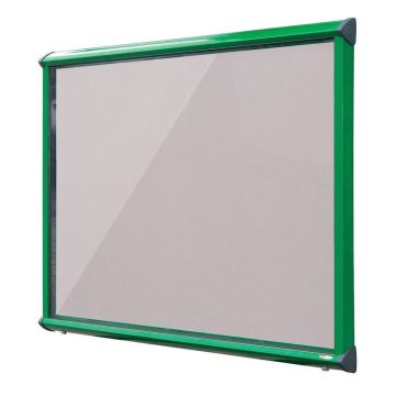 Shield Interior Showcase Green Frame 575 x 712mm - Light Grey