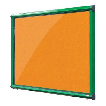 Shield Interior Showcase Green Frame 575 x 712mm - Orange