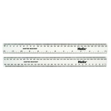 Helix Rulers Shatter Resistant 300mm/30cm - Clear - Pack of 100