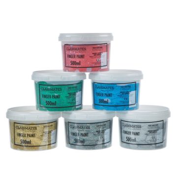 Classmates Finger Paints - 500ml - Glitter Colours - Pack of 6