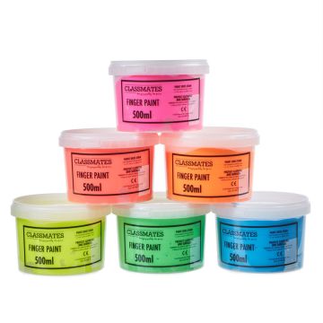 Classmates Finger Paints - 500ml - Fluorescent Colours - Pack of 6