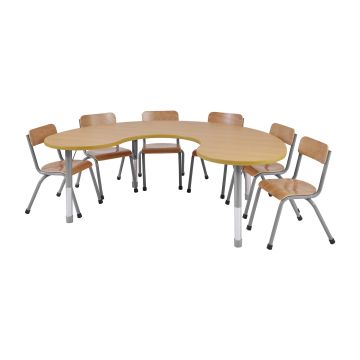 Milan Group Height Adjustable Table - 6 Seater - Grey