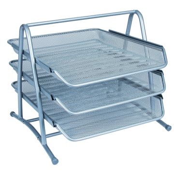 Mesh 3-Tier Letter Tray - Silver