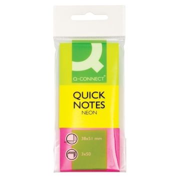 Coloured Sticky Notes 40 x 50 - Neon Rainbow - Pack of 3