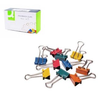 Foldback Clips 19mm - Assorted Colours - Pack of 10