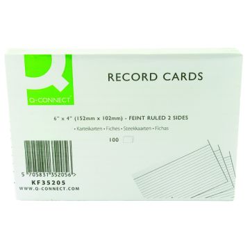 Record Card 6 x 4 Feint White - Pack of 100