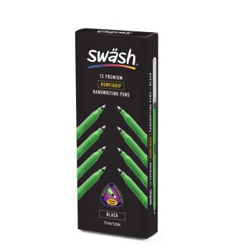 Swash Komfigrip Handwriting Pens - Black - Pack of 12
