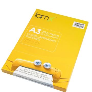 Laminating Pouches A3 250 Micron Gloss Rc - Pack of 100