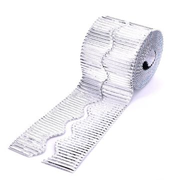 Bordette Scalloped Corrugated Card Border Roll - 57mm x 15m - Silver