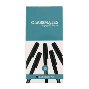 Classmates Fineliner Pen - Black - Pack of 10