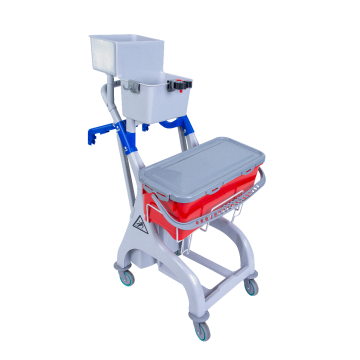 Microfibre Flat Mopping Trolley 2 x 20L 2 x 4L - Grey/Red