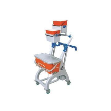 Microfibre Flat Mopping Trolley 1 x 10L 2 x 4L - Red