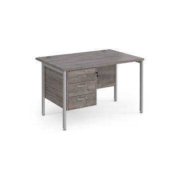 Straight Desk 3 Drawer Pedestal Grey Oak