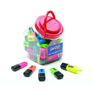 Swash Mini Highlighter Pens - Assorted - Pack of 50
