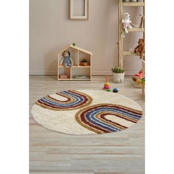 Modern Rainbow Circle Shaggy Rug - Small