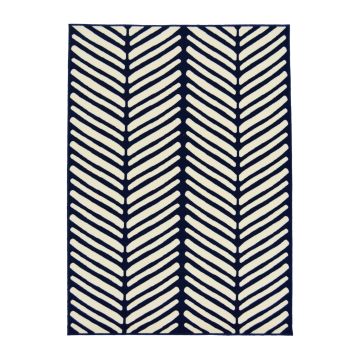 Zig Zag Geo Hardwearing Mat - Medium - Navy
