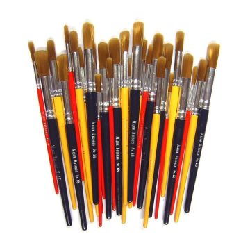 Nylon Soft Brushes Assorted Flat - Pack of 30