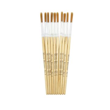 Short Handle Nylon Round Brushes Size 8 - Pack of 10