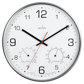 Non Ticking Metal Thermo Hygro Clock