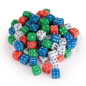 Assorted Coloured Dice - Pack of 100