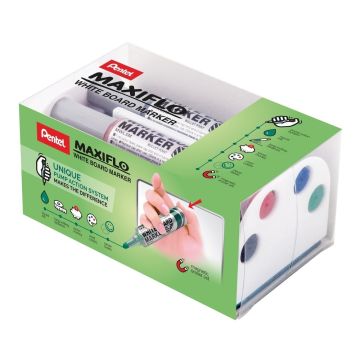 Pentel Maxiflo Bullet Tip Drywipe Whiteboard Marker Set