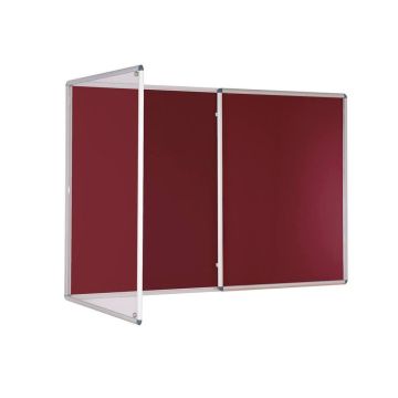 Premium Tamperproof Lockable Noticeboard 1200 x 2400mm - Burgundy