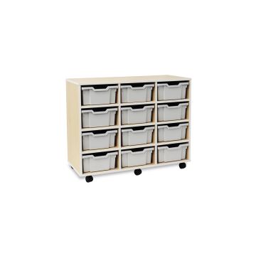 Pebble 12 Deep Tray Unit White With Grey Drawers