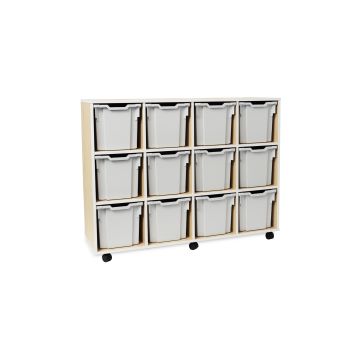 Pebble 12 Jumbo Tray Unit White With Grey Drawers