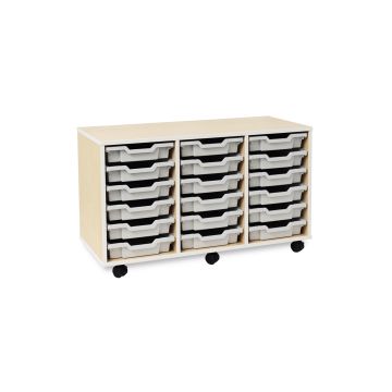 Pebble 18 shallow Tray Unit White With Grey Drawers