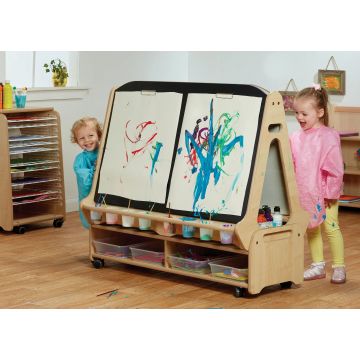 Double-sided 4 Station Whiteboard Easel with Trolley