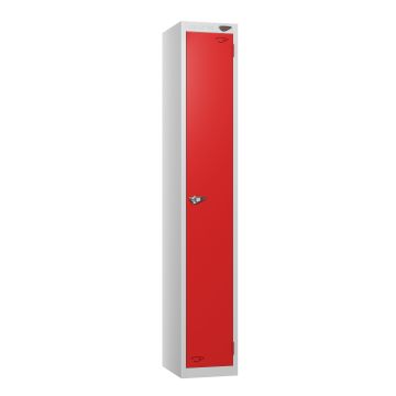 Full Height Flat Top Lockers - 30cm Depth - Red - 1 Door