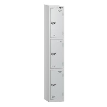 Lockers- Full Height Sloping Top- Depth 30cm- Silver- 3 Door