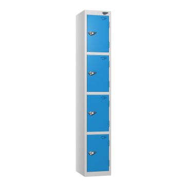 Full Height Flat Top Lockers - 30cm Depth - Blue - 4 Door