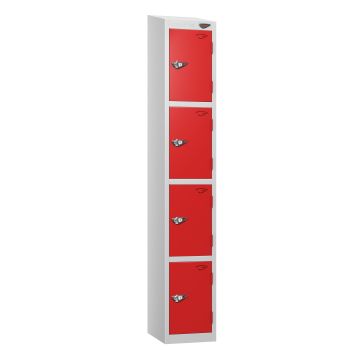 Lockers- Full Height Sloping Top- Depth 30cm- Red- 4 Door