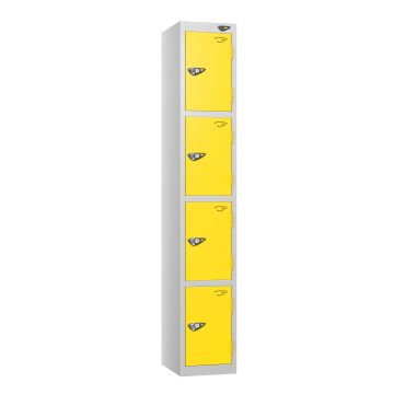 Full Height Flat Top Lockers - 30cm Depth - Yellow - 4 Door