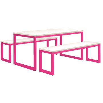 Dining Tables and Benches - 1600 x 800 x 760mm - Pink