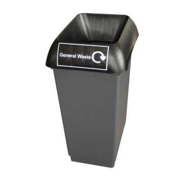 50L Recycling Bin With Black Lid With General Waste Logo - Pack of 2