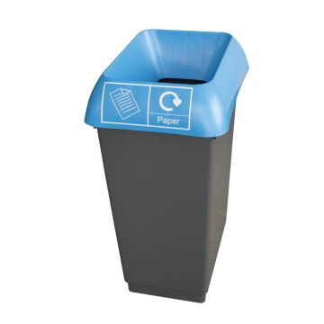 50L Recycling Bin With Blue Lid With Paper Logo - Pack of 2