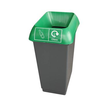 50L Recycling Bin With Green Lid With Mixed Recyclables Logo - Pack of 2