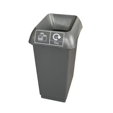 50L Recycling Bin With Grey Lid With Metal Tins Logo - Pack of 2