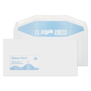 Recycled DLWith Wallet Gummed Window Envelopes 90gsm White - Pack of 1000