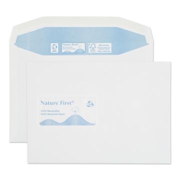 Recycled C5 Wallet Gummed Window Envelopes 90gsm White - Pack of 500