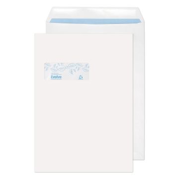 Recycled C4 Pocket Self Seal Window Envelopes 100gsm White - Pack of 250