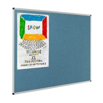 Eco-Colour Resist-a-Flame Aluminium Framed Noticeboard 600 x 900mm - Light Blue