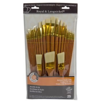 Royal & Langnickel Hard Bone Taklon Brushes - Pack of 25