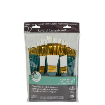 Royal & Langnickel Medium White Taklon Brushes - Pk 25