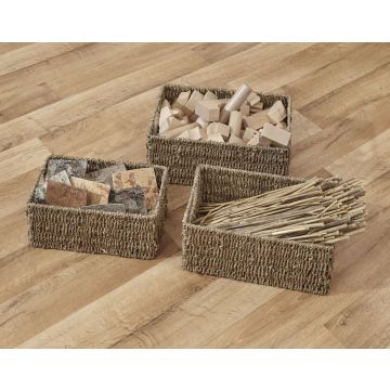 Rectangular Seagrass Baskets - Set of 3