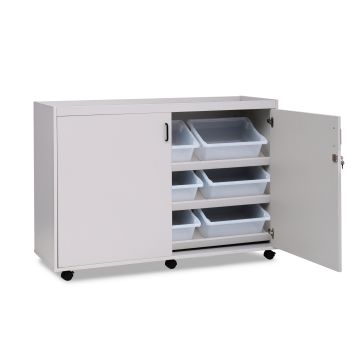 Grey 9 Tray Sloping Unit with Lockable Doors