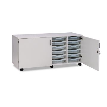 Grey 24 Tray Quad Column Unit with Lockable Doors