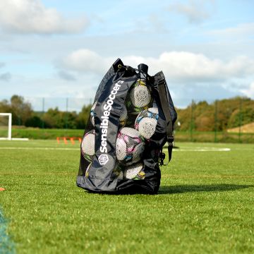 Sensible Soccer 10 Ball Mesh Panel Sack - Black/White
